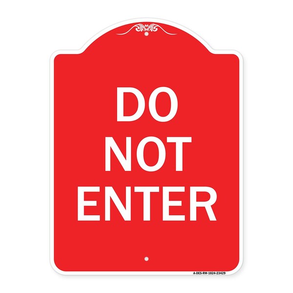 Designer Series Parking Lot Do Not Enter, Red & White Aluminum Sign, 18" x 24", RW-1824-23429